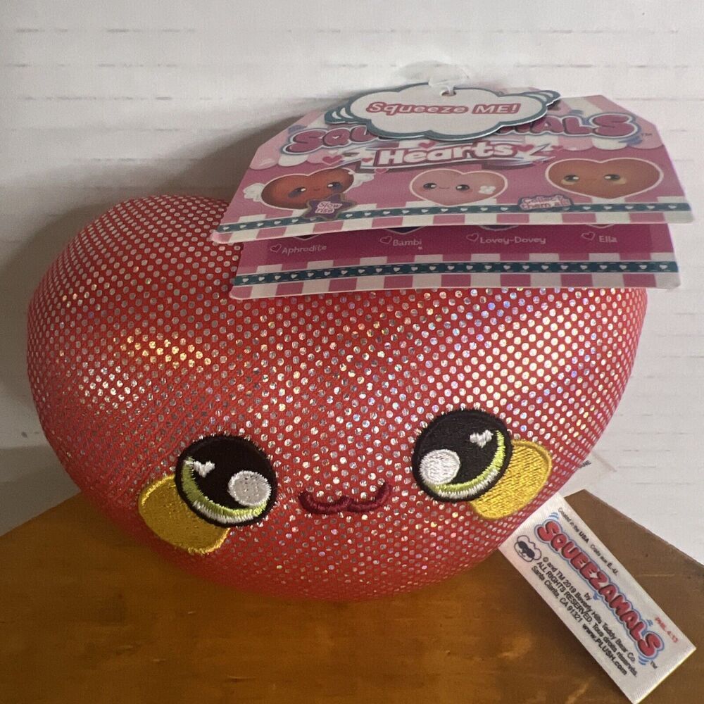 Squeezamals Heart Plush Ella Red Shimmer Scented Mini Stuffed Toy Slow Rise NEW